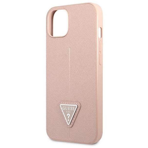 GUESS futerał do IPHONE 13 / 14 / 15 GUHCP14SPSATLP (SaffianoTriangle Logo) różowy