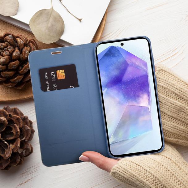 Etui z klapką na Samsung S26 FE Luna Book Carbon niebieskie