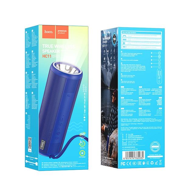 Głośnik bluetooth z latarką 2 x 15W 2h Hoco HC11 niebieski