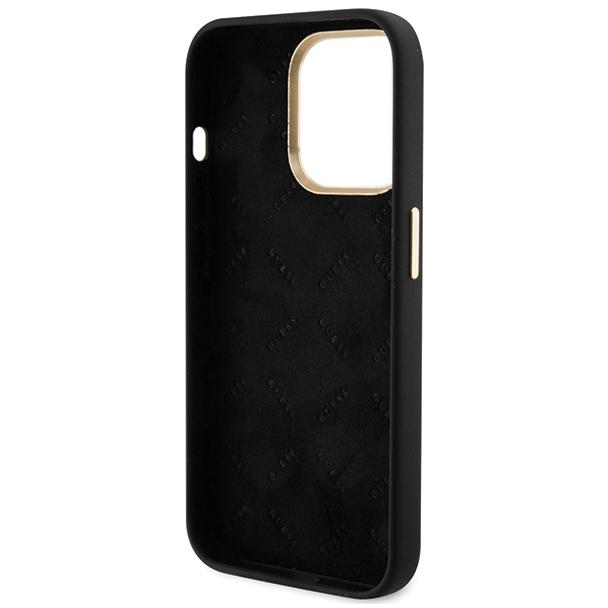 GUESS futerał do IPHONE 15 Pro GUHCP15LSMBSLK (Silicone Script Metal Logo & Frame) czarny