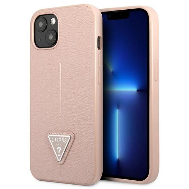 GUESS futerał do IPHONE 13 / 14 / 15 GUHCP14SPSATLP (SaffianoTriangle Logo) różowy