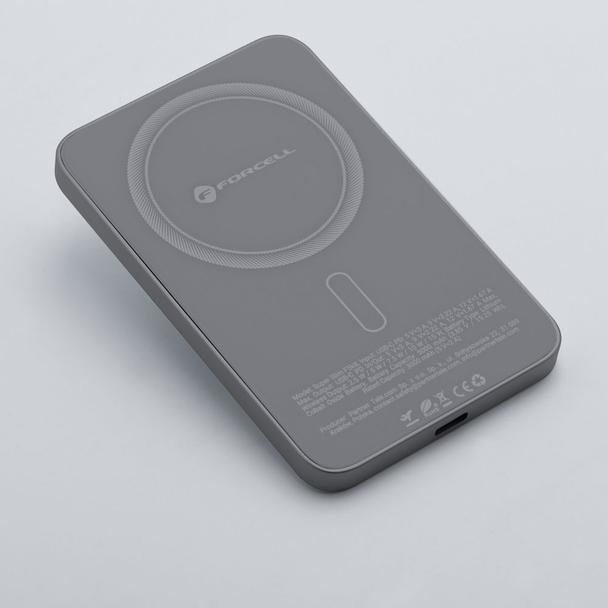 Powerbank zgodny z MagSafe Forcell F-Energy SuperSlim F5K8 QC4.0 PD3.0 15W 5000 mAh szary 0INT