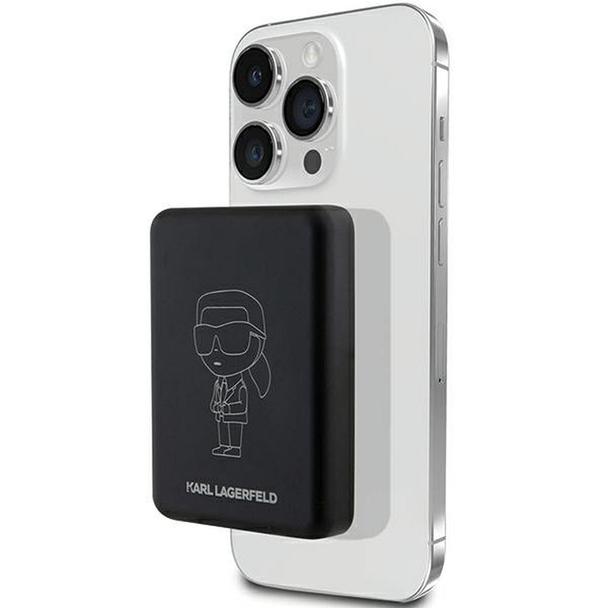 KARL LAGERFELD powerbank 5000 mAh z ładowaniem indukcyjnym kompatybilny z MagSafe 15W KLPBM5KIOTTGK czarny