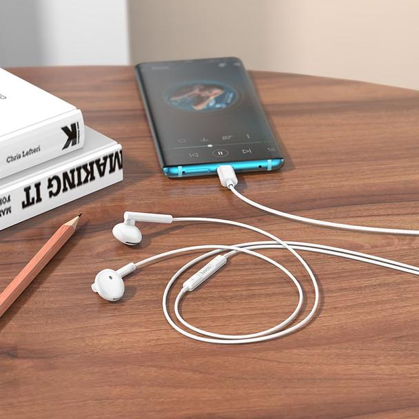 Słuchawki przewodowe douszne USB C Hoco M95 białe