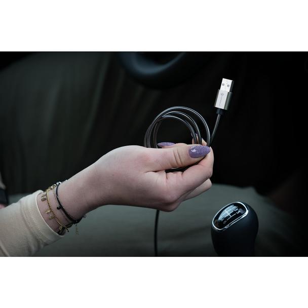 Kabel USB A do Lightning Forcell F-Energy 2,4A 12W Metal 1 m C236 srebrny