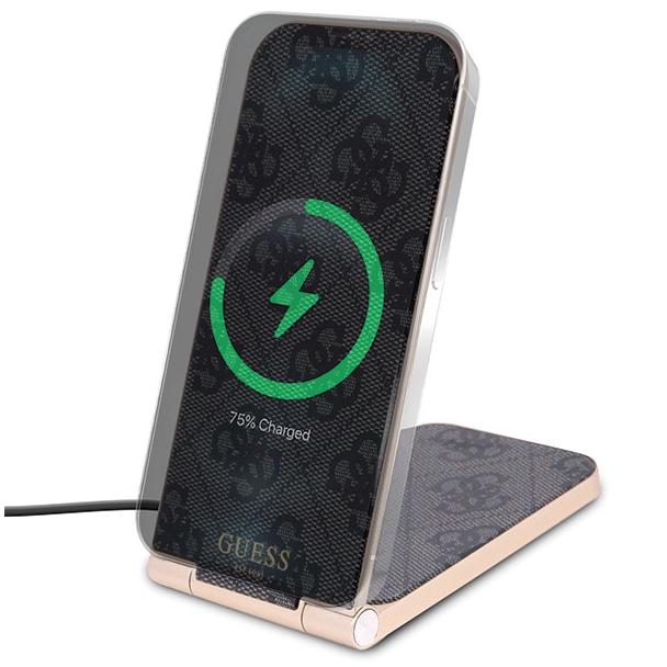 Ładowarka indukcyjna Guess 2w1 zgodna z MagSafe 15W składana GUDCFAL4PEGK złota