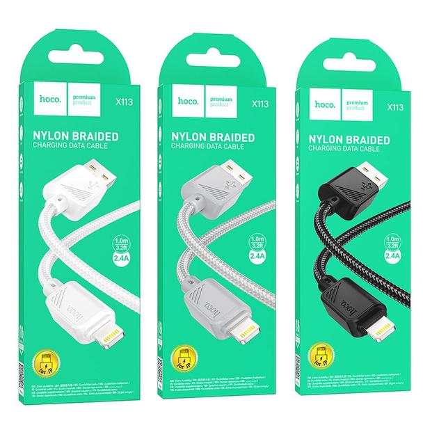 Kabel USB A do Lightning Hoco 2,4A 1 m X113 biały