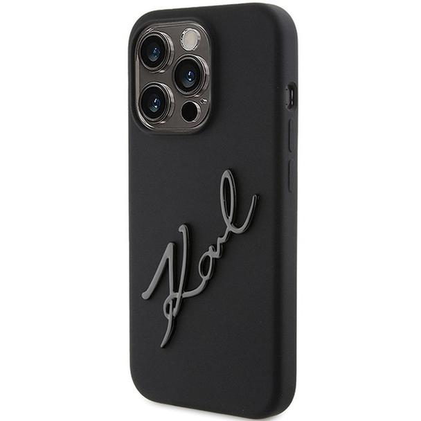 KARL LAGERFELD futerał do IPHONE 15 Pro Max KLHCP15XSKSBMCK (Silicone Karl Script Logo) czarny