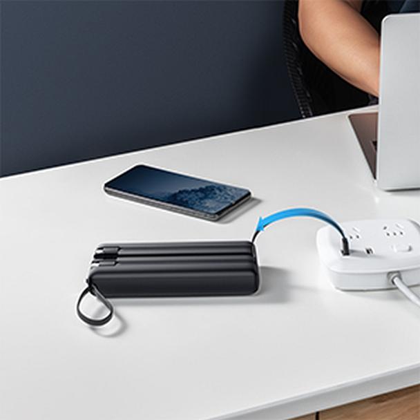 Powerbank Veger C20 (W2047 / W2059) 20000 mAh z wbudowanymi kablami Micro USB / Typ C / Lightning czarny