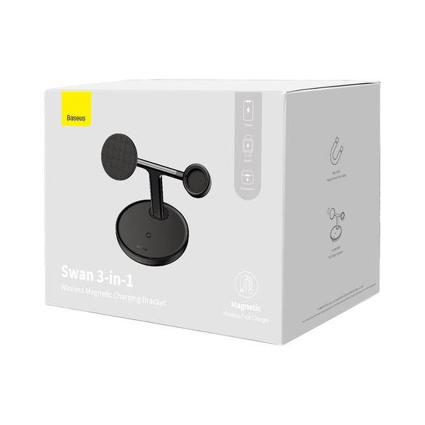 BASEUS ładowarka indukcyjna 3w1 kompatybilna z MagSafe 15W WXTE000101 czarna