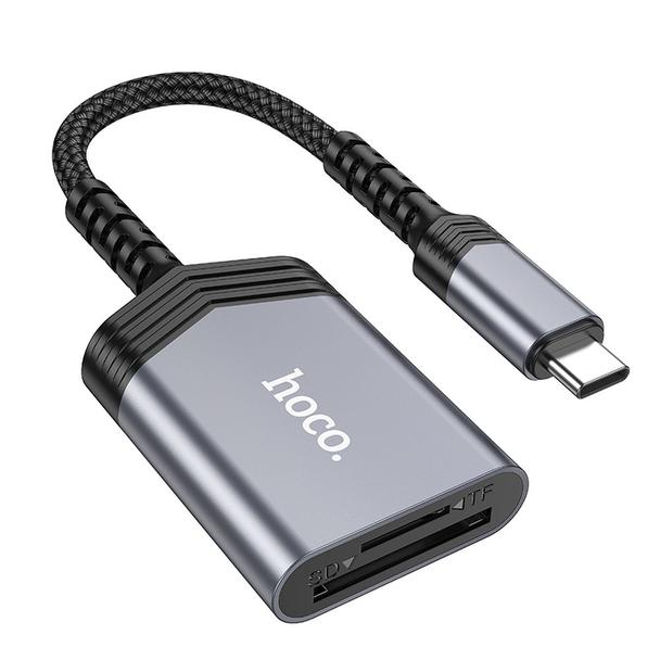 Czytnik kart SD / TF Hoco USB C UA25 szary