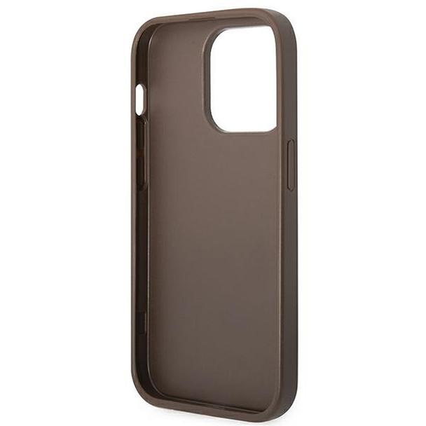 GUESS futerał do IPHONE 14 Pro GUHCP14LG4GFBR (4G Gold Logo) brązowy