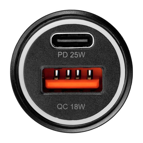 Ładowarka samochodowa Blue Star USB C + USB A QC3.0 PD AFC PPS 3A 25W + kabel USB C do Lightning czarna