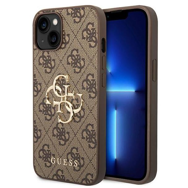 GUESS futerał do IPHONE 13 / 14 / 15 GUHCP14S4GMGBR (4G Big Metal Logo) brązowy