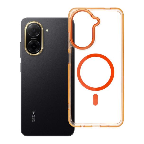 Futerał do Xiaomi Redmi A5 Frame Clear Hybrid Mag Cover zgodny z MagSafe pomarańczowy