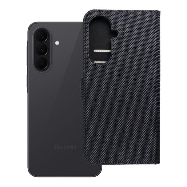 Etui z klapką na Samsung A37 4Card RFID antykradzieżowe tech fabric czarne