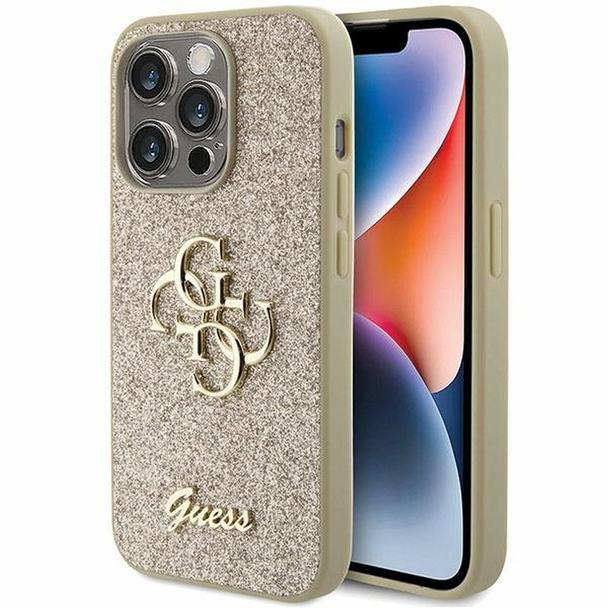 GUESS futerał do IPHONE 15 Pro Max GUHCP15XHG4SGD (Fixed Glitter Big 4G) złoty