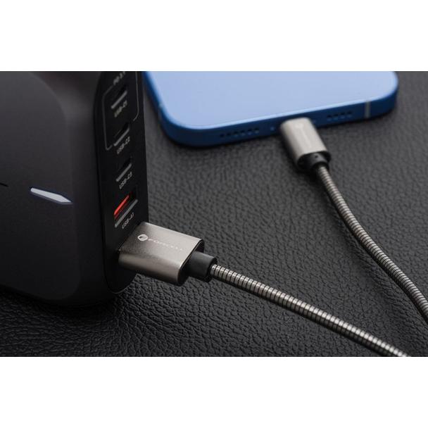 Kabel USB A do Lightning Forcell F-Energy 2,4A 12W Metal 1 m C236 srebrny