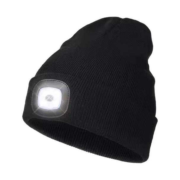Czapka z latarką LED czarna