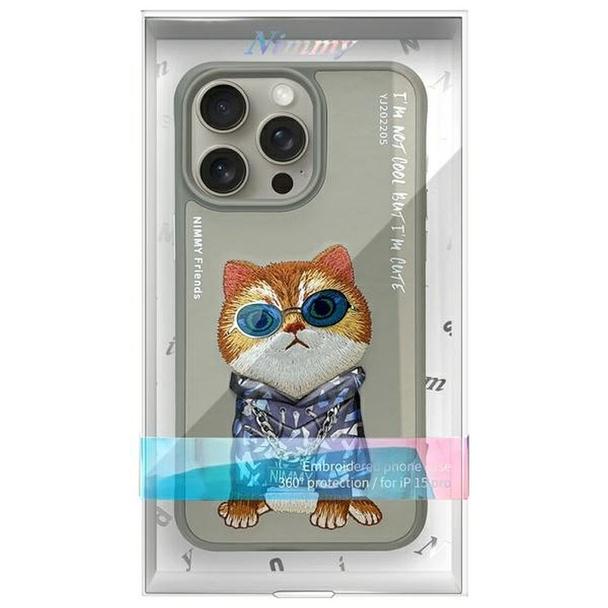 NIMMY futerał GLASSES COOL CAT do IPHONE 15 Pro szary