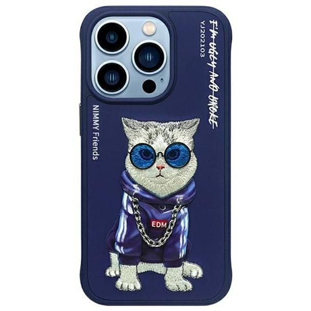 NIMMY futerał GLASSES COOL CAT do IPHONE 15 Pro niebieski