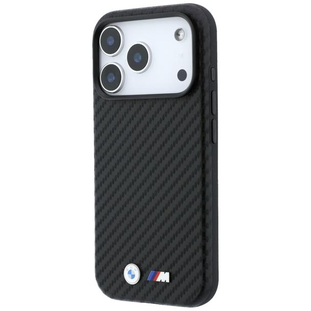 BMW futerał do IPHONE 18 Pro/17 Pro kompatybilny z MagSafe (Carbon Metal Logo) czarny