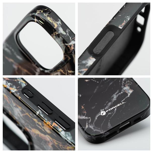Etui na iPhone 15 PRO MAX Forcell F-Protect Mirage zgodne z MagSafe Military Drop-Test black marble