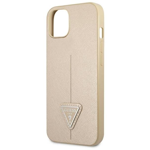 GUESS futerał do IPHONE 13 / 14 / 15 GUHCP14SPSATLE (SaffianoTriangle Logo) beżowy