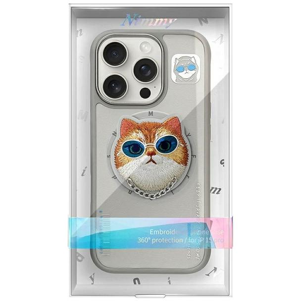 NIMMY futerał GLASSES COOL CAT kompatybilny z MagSafe do IPHONE 16 Pro szary