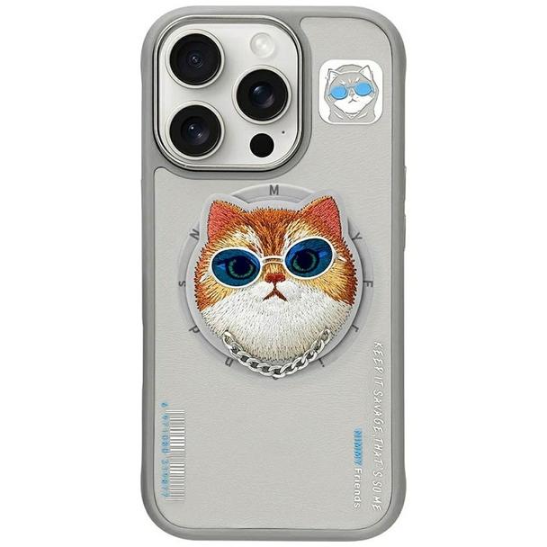 NIMMY futerał GLASSES COOL CAT kompatybilny z MagSafe do IPHONE 16 Pro szary