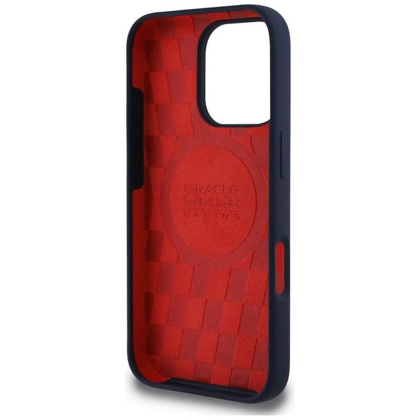 RED BULL futerał do IPHONE 16 Pro kompatybilny z MagSafe RBHMP16L24SIOLVR (Silicone ORBR20 Logo Red Lining) navy