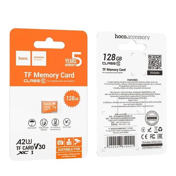 Karta pamięci microSD 128GB class 10 UH-1 U3 V3 A2 Hoco pomarańczowa