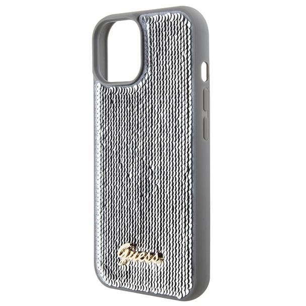 GUESS futerał do IPHONE 13 / 14 / 15 GUHCP15SPSFDGSS (Sequin Script Metal) srebrny