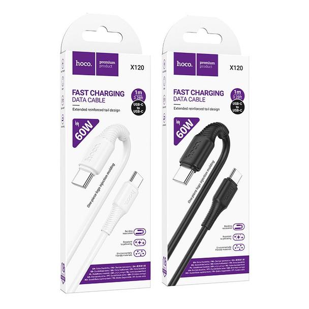 Kabel USB C do USB C Hoco 3A 60W 1 m X120 biały