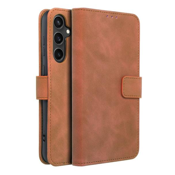 Etui z klapką na Samsung S23 FE Tender Book brązowe