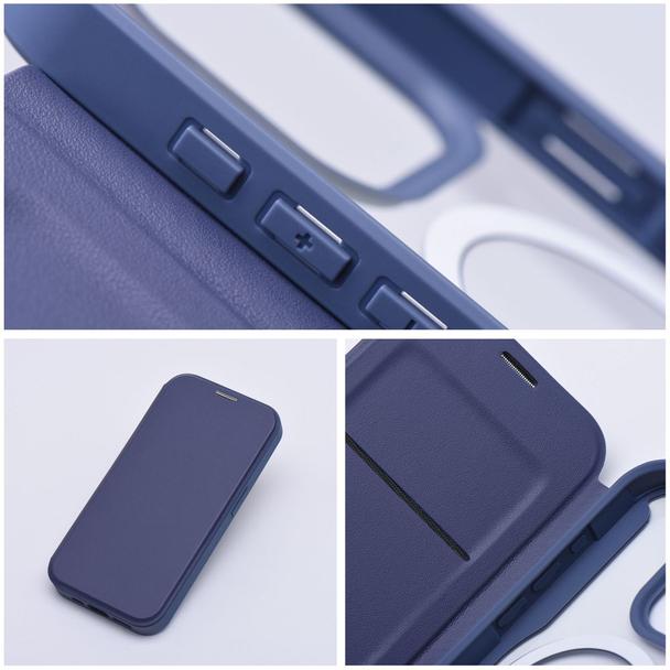 Etui z klapką na iPhone 15 PRO Smart Mag zgodne z MagSafe niebieskie