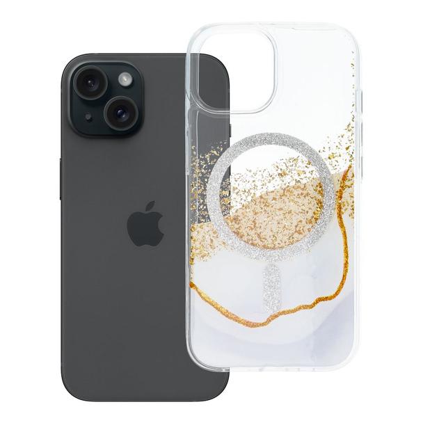 Etui na iPhone 15 Golden zgodne z MagSafe białe