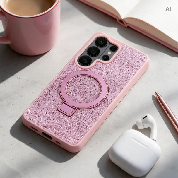 Etui na Samsung S26 Ultra Quartz Circle Stand Mag Cover różowe