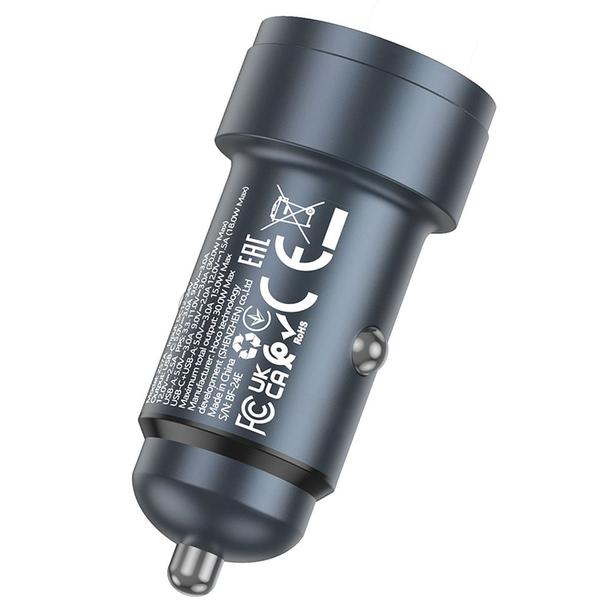 Ładowarka samochodowa Hoco USB A + USB C QC3.0 PD 3A 30W Z57A szara