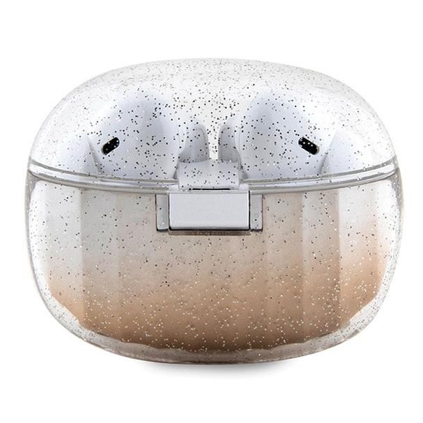 Słuchawki bezprzewodowe douszne Guess TWS + stacja dokująca GUTWSHDGKEED (Glitter gradient) złote