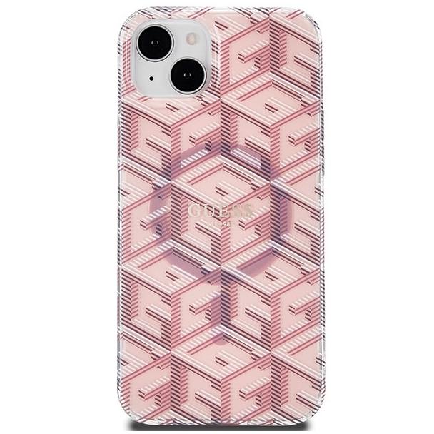 GUESS futerał do IPHONE 15 kompatybilny z MagSafe GUHMP15SHGCUSTGP (IML GCUBE) różowy