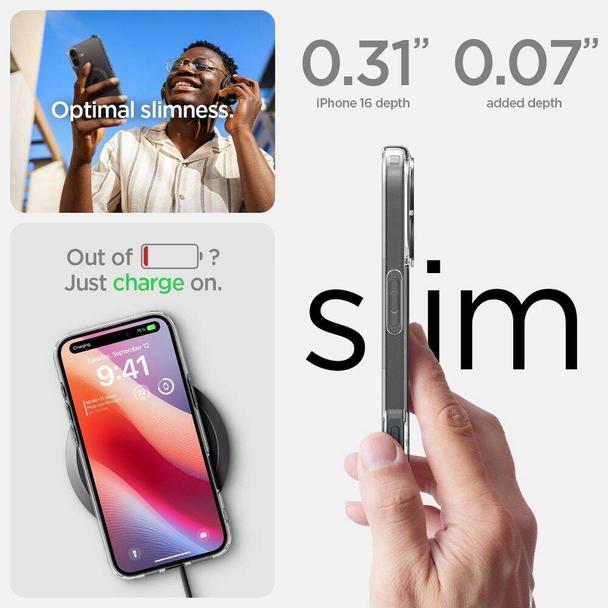 SPIGEN futerał ULTRA HYBRID MAG kompatybilny z MagSafe do IPHONE 16 carbon fiber