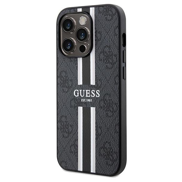 GUESS futerał do IPHONE 15 Pro kompatybilny z MagSafe GUHMP15LP4RPSK (4G Printed Stripes) czarny