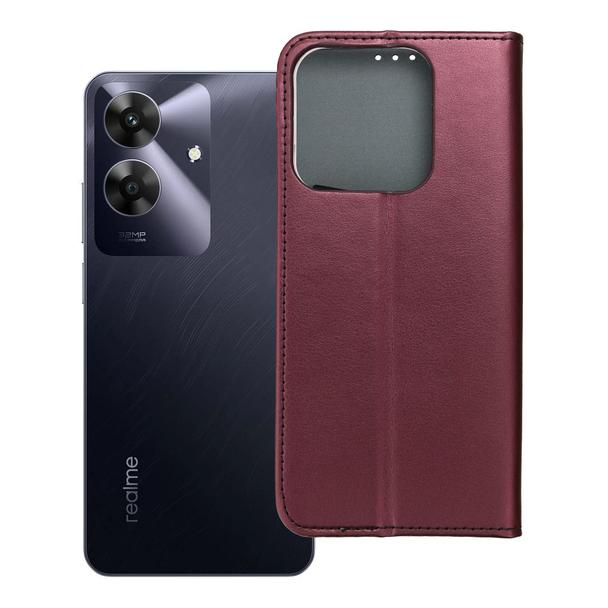 Etui z klapką na Realme NOTE 60 Smart Magneto burgundowe
