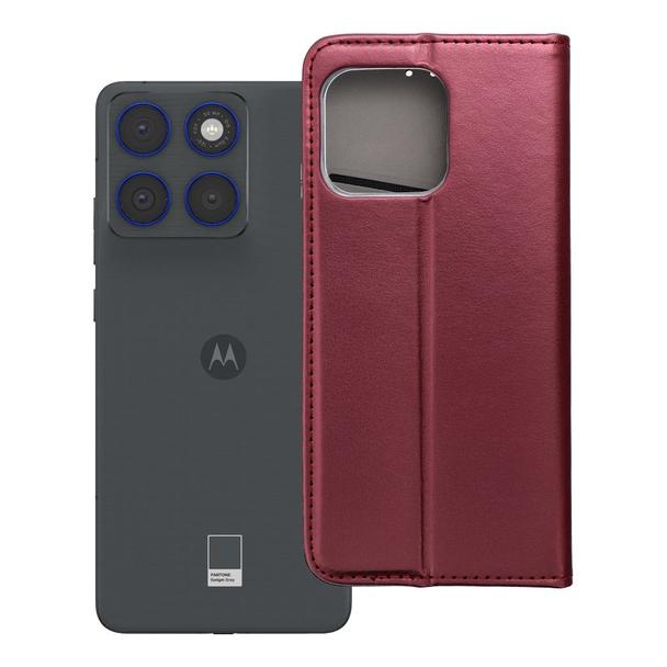 Etui z klapką na Motorola EDGE 70 Smart Magneto burgundowe