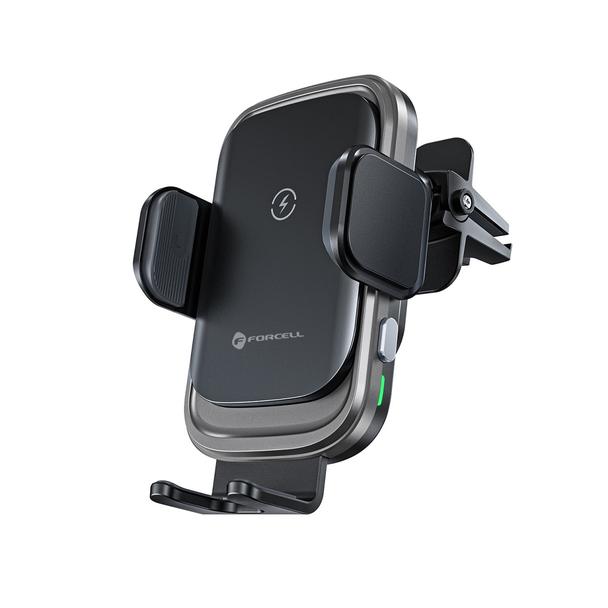 Uchwyt na telefon do samochodu indukcyjny Forcell F-Grip Grand F-24 15W do kratki srebrny