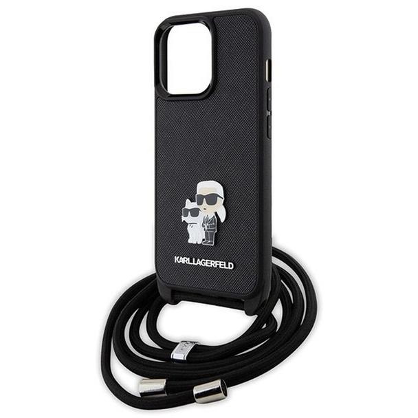 KARL LAGERFELD futerał do IPHONE 13 Pro KLHCP13LSAKCPSK (Saffiano KC Metal PIN Crossbody) czarny