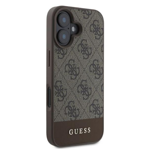 GUESS futerał do IPHONE 16 GUHCP16SG4GLBR (PC/TPU 4G PU Bottom Stripe) brązowy