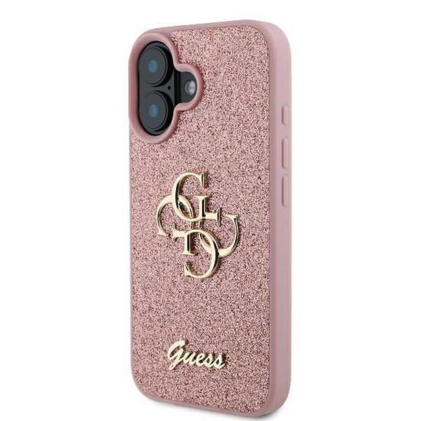 GUESS futerał do IPHONE 16 Plus GUHCP16MHG4SGP (Fixed Glitter Big 4G) różowy