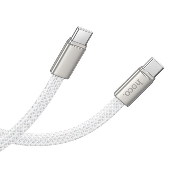 Kabel USB C do USB C Hoco 3A 60W płaski 1 m X125 biały